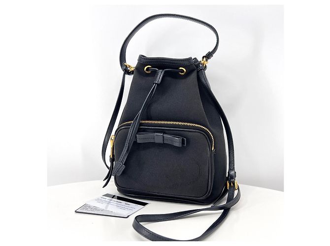 Prada Borsa a Secchiello Jacquard a Tracolla Nera - vista 3