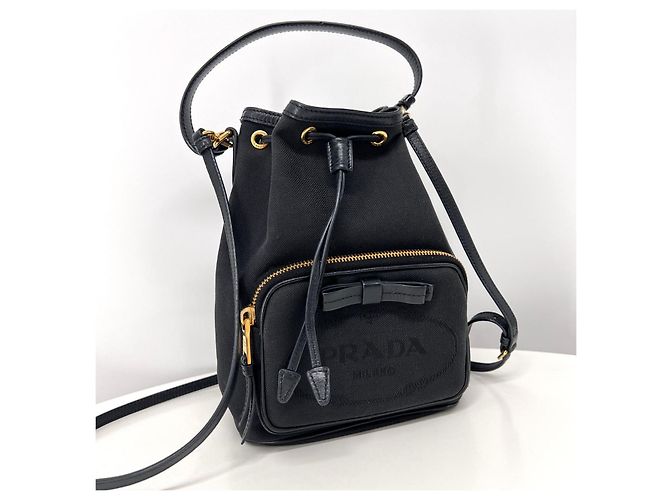 Prada Borsa a Secchiello Jacquard a Tracolla Nera - vista 5