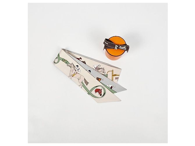 Foulard in seta twill Hermès blu - vista 15