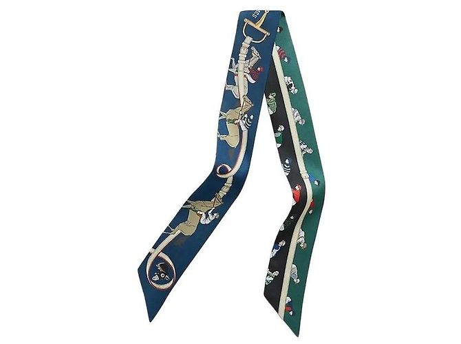 Foulard in seta twill Hermès blu - vista 16