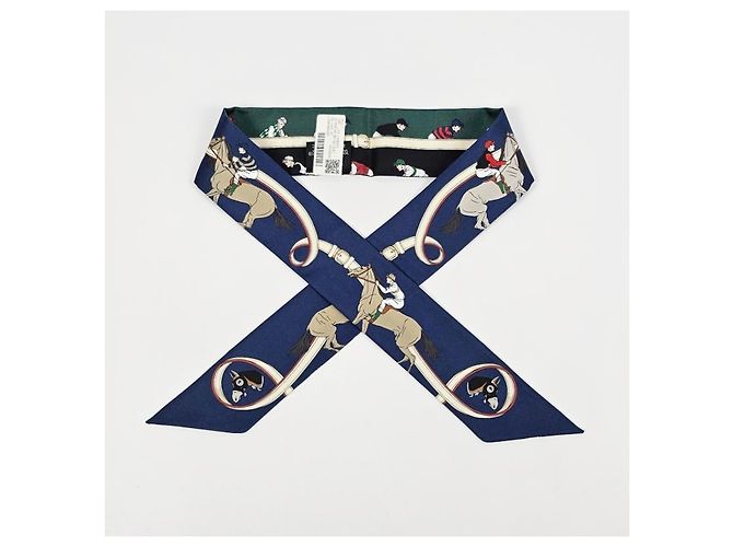 Foulard in seta twill Hermès blu - vista 19