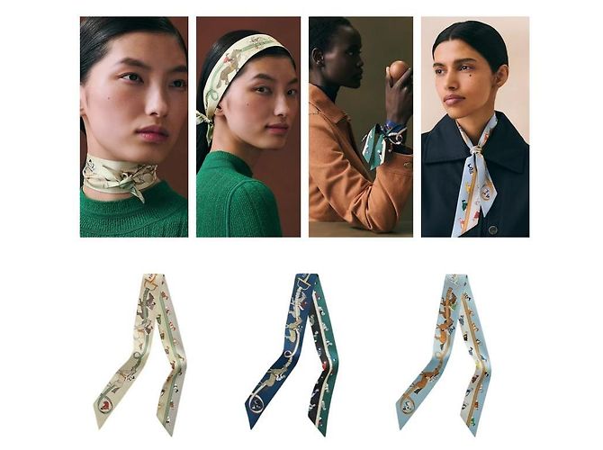 Foulard in seta twill Hermès blu - vista 2