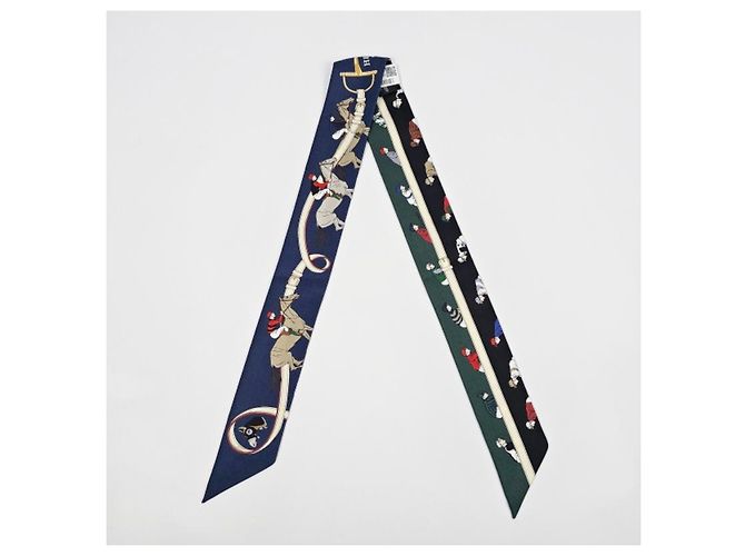 Foulard in seta twill Hermès blu - vista 22