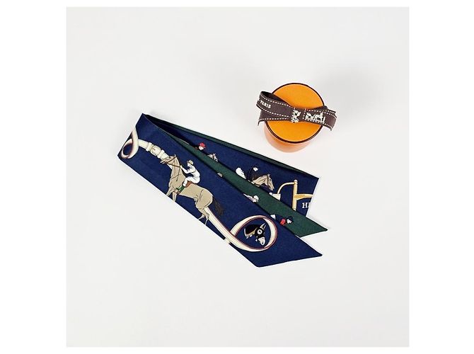 Foulard in seta twill Hermès blu - vista 27