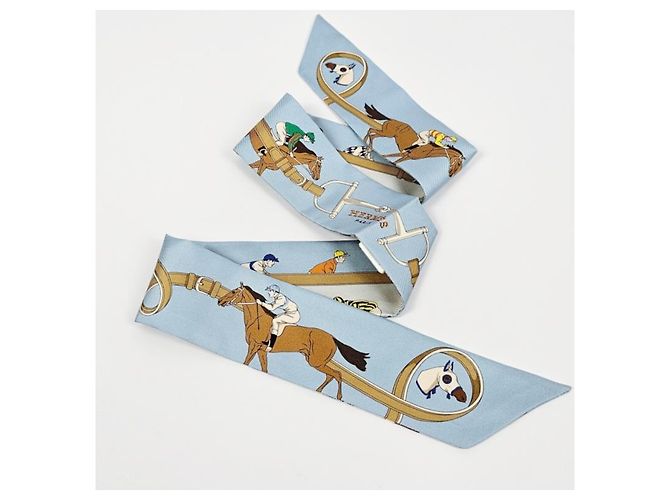 Foulard in seta twill Hermès blu - vista 37
