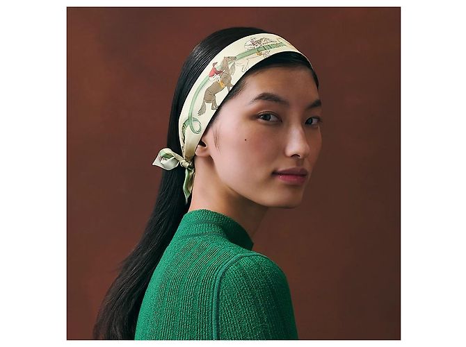Foulard in seta twill Hermès blu - vista 5