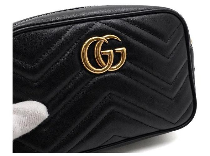 Gucci Mini borsa a tracolla matelassé nera con catena - vista 11