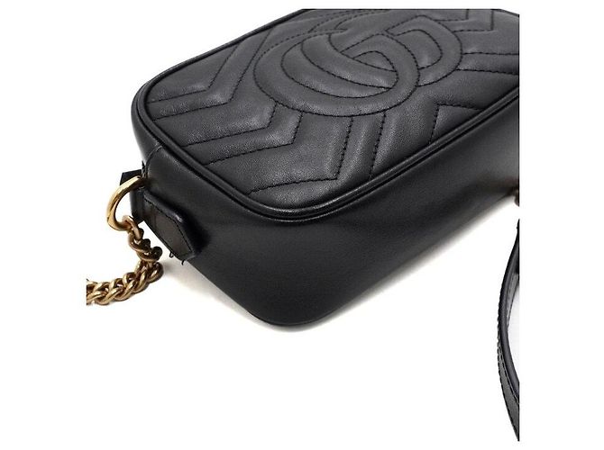Gucci Mini borsa a tracolla matelassé nera con catena - vista 13