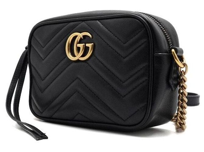 Gucci Mini borsa a tracolla matelassé nera con catena - vista 3