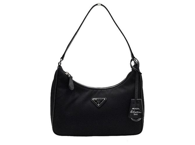 Prada Borsa Hobo Tote Re-Edition in Nylon Tessuto Nero - vista 2