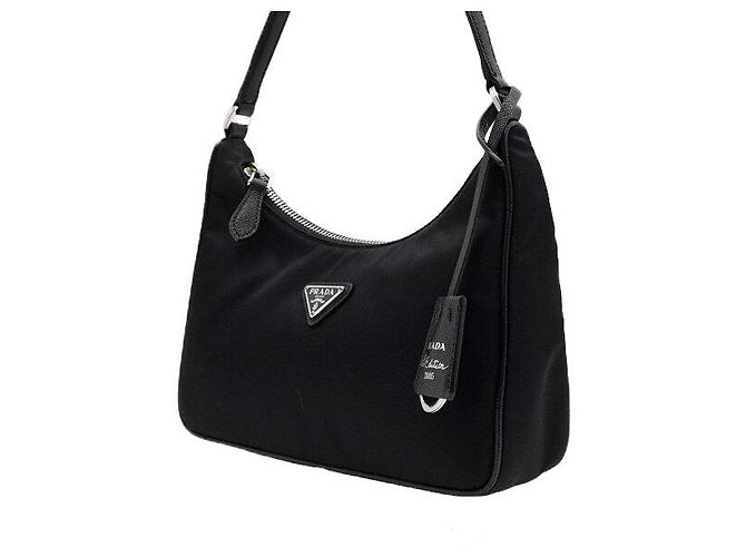 Prada Borsa Hobo Tote Re-Edition in Nylon Tessuto Nero - vista 3