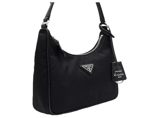 Prada Borsa Hobo Tote Re-Edition in Nylon Tessuto Nero - vista 4