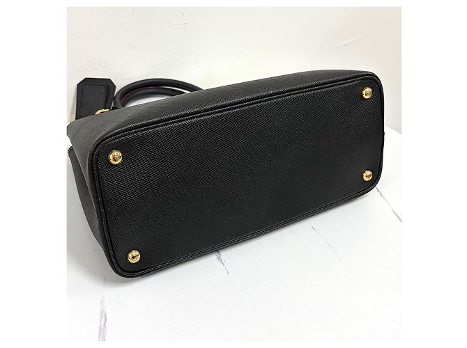 Prada Saffiano Double Tote Bag Schultertasche Medium Schwarz - Ansicht 12