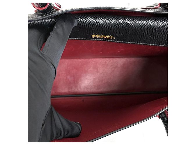 Prada Saffiano Double Tote Bag Schultertasche Medium Schwarz - Ansicht 16