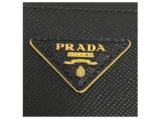 Prada Saffiano Double Tote Bag Schultertasche Medium Schwarz - Ansicht 9