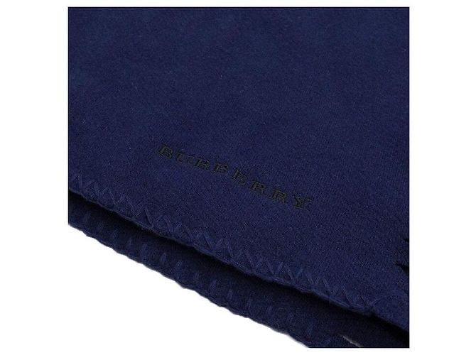 Burberry Cachecol em mistura de lã e cashmere azul marinho - vista 3