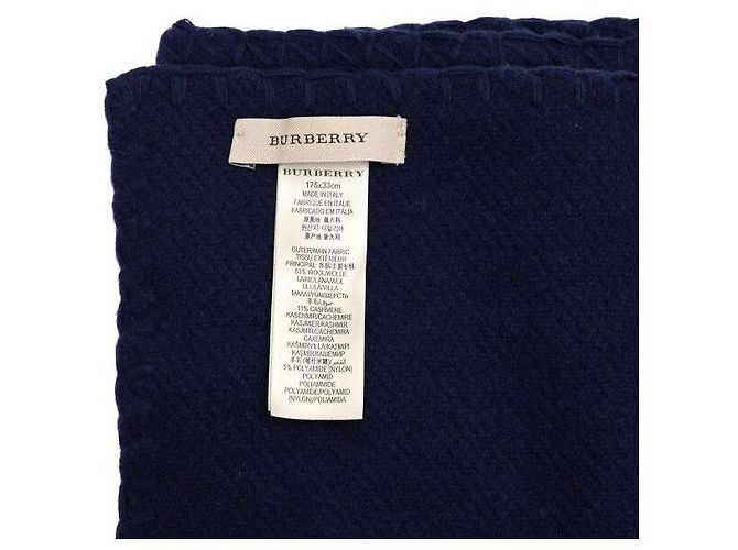 Burberry Cachecol em mistura de lã e cashmere azul marinho - vista 5