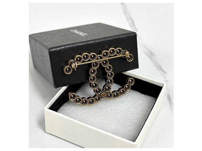 Spilla Chanel CC Big Logo Strass Gold - vista 7