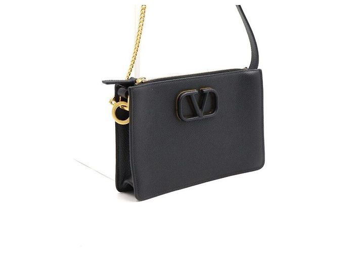 Valentino Borsa a tracolla e borsa a spalla V-Sling Strap in pelle martellata nera - vista 3