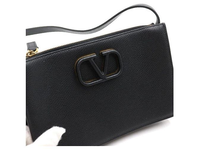 Valentino Borsa a tracolla e borsa a spalla V-Sling Strap in pelle martellata nera - vista 7