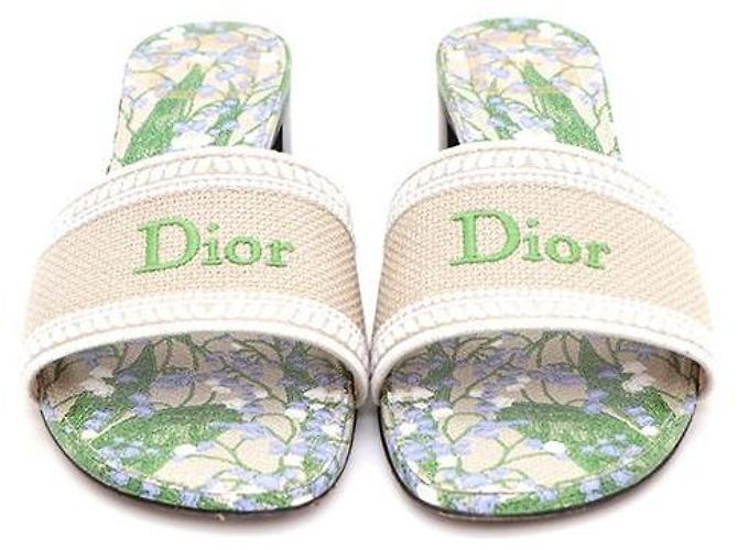 Dior Mules Sandali Pantofole Dway Donna in Cotone Ricamato - vista 2