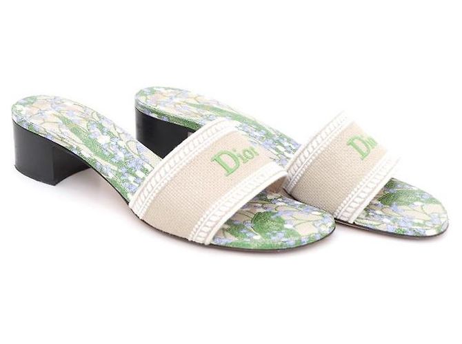 Dior Mules Sandali Pantofole Dway Donna in Cotone Ricamato - vista 3