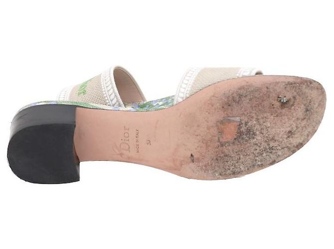 Dior Mules Sandali Pantofole Dway Donna in Cotone Ricamato - vista 5