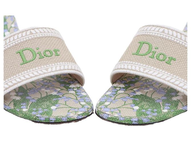 Dior Mules Sandali Pantofole Dway Donna in Cotone Ricamato - vista 6