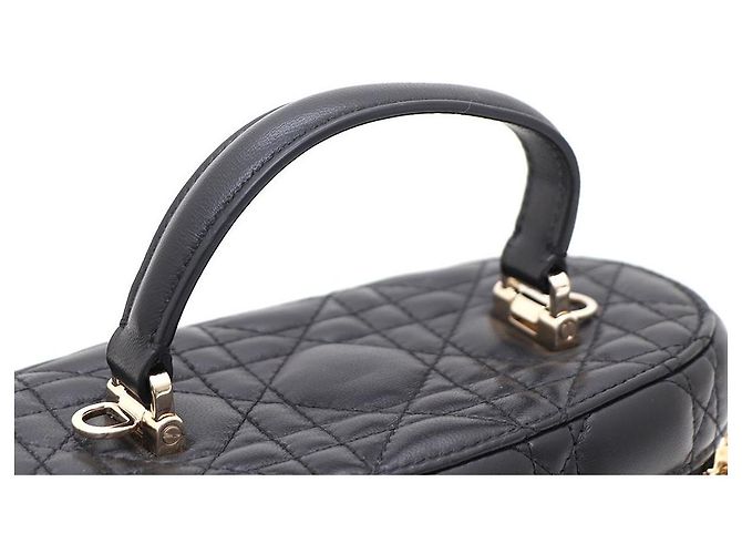Dior Mini borsa tote e crossbody Vanity in pelle d'agnello Cannage - vista 5