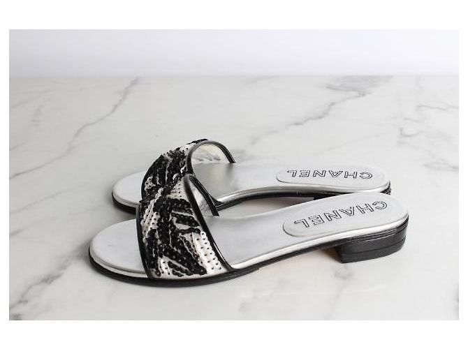 Sandali Chanel Sequin Slippers Bianchi - vista 3