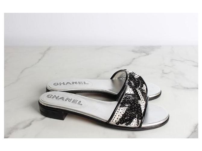 Sandali Chanel Sequin Slippers Bianchi - vista 4