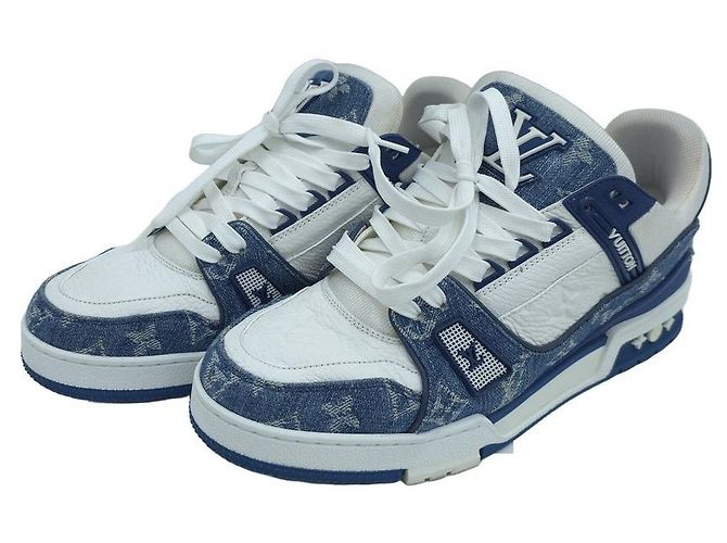 Louis Vuitton Sneakers Trainer Monogram Denim Leather Sneakers Blue - vista 11