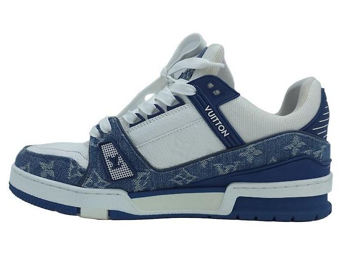 Louis Vuitton Sneakers Trainer Monogram Denim Leather Sneakers Blue - vista 4
