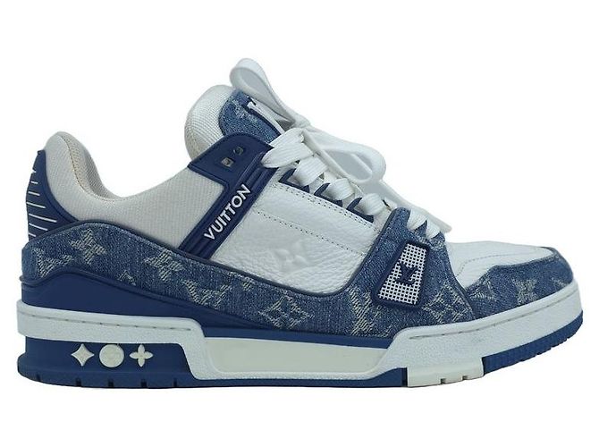 Louis Vuitton Sneakers Trainer Monogram Denim Leather Sneakers Blue - vista 5