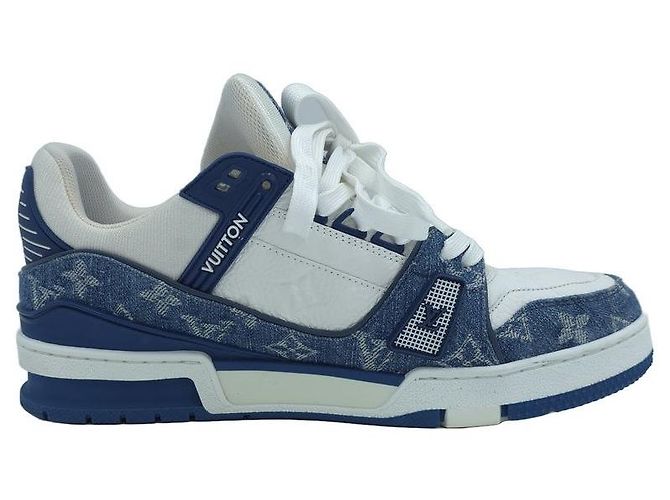 Louis Vuitton Sneakers Trainer Monogram Denim Leather Sneakers Blue - vista 7