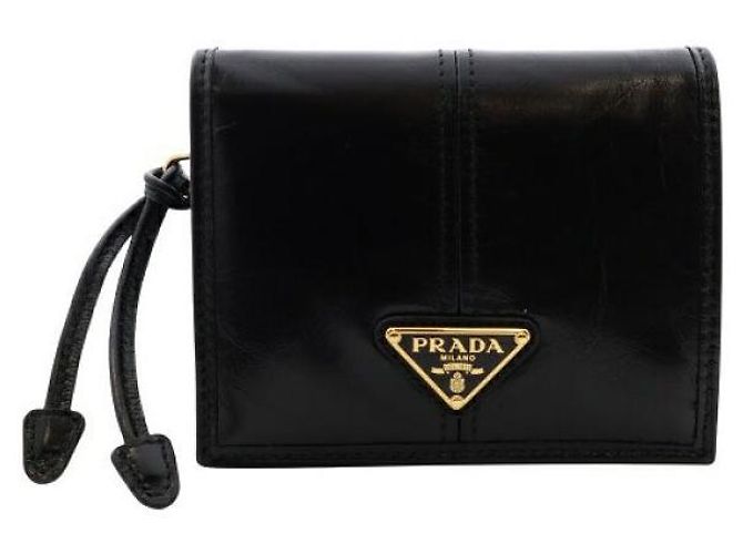 Portafoglio piccolo Prada in pelle nero - vista 3