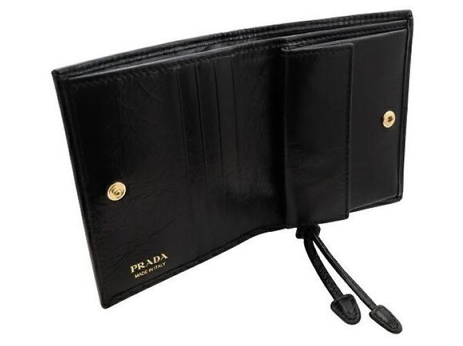 Portafoglio piccolo Prada in pelle nero - vista 5
