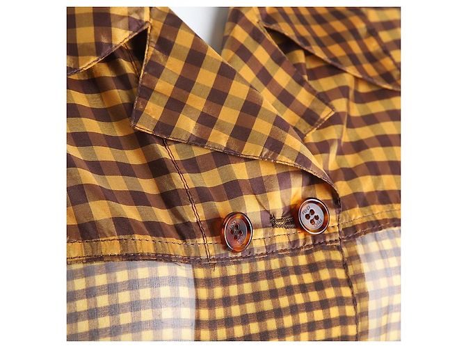 Giacca di seta Fendi Marrone Giallo - vista 4