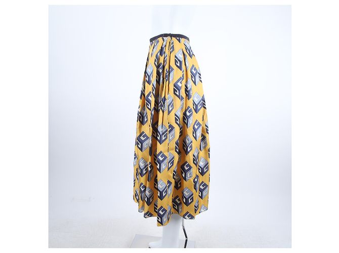 Gonna in seta Gucci gialla multicolore - vista 2
