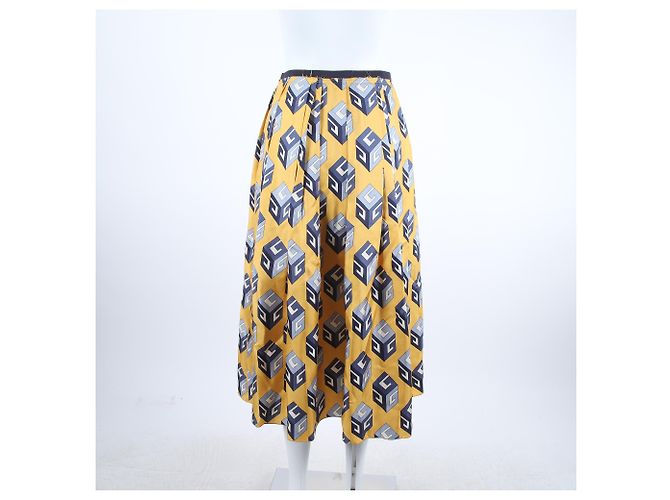 Gonna in seta Gucci gialla multicolore - vista 3