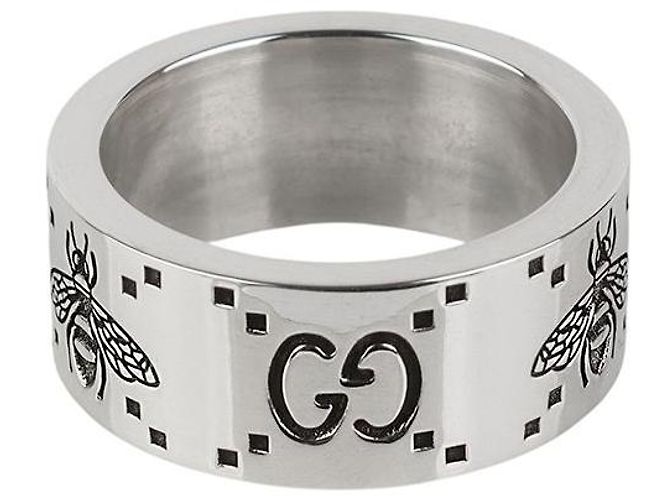 Gucci Breiter Icon Ring mit gravierter Biene in Silver Size - Ansicht 3