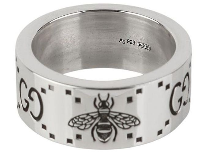 Gucci Breiter Icon Ring mit gravierter Biene in Silver Size - Ansicht 4