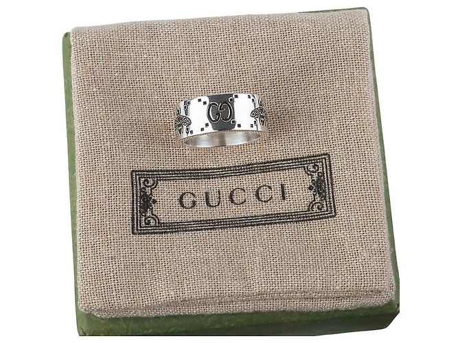 Gucci Breiter Icon Ring mit gravierter Biene in Silver Size - Ansicht 5