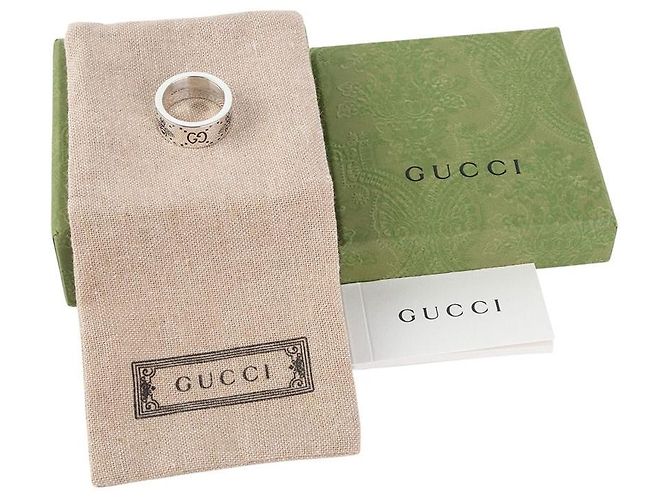 Gucci Breiter Icon Ring mit gravierter Biene in Silver Size - Ansicht 6