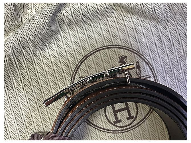 Hermès Classic Shiny Silver Buckle Black Gold Outstitch Wendelgürtel - Ansicht 5