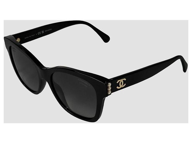 Chanel Gafas de sol polarizadas Triple Pearl Black Logo - vista 12