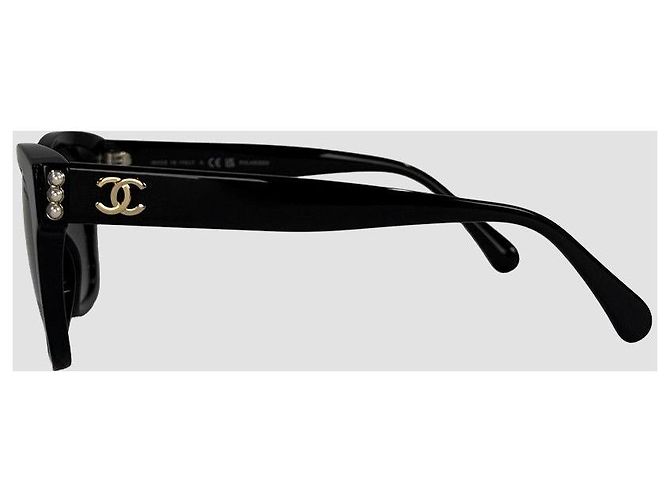 Chanel Gafas de sol polarizadas Triple Pearl Black Logo - vista 15