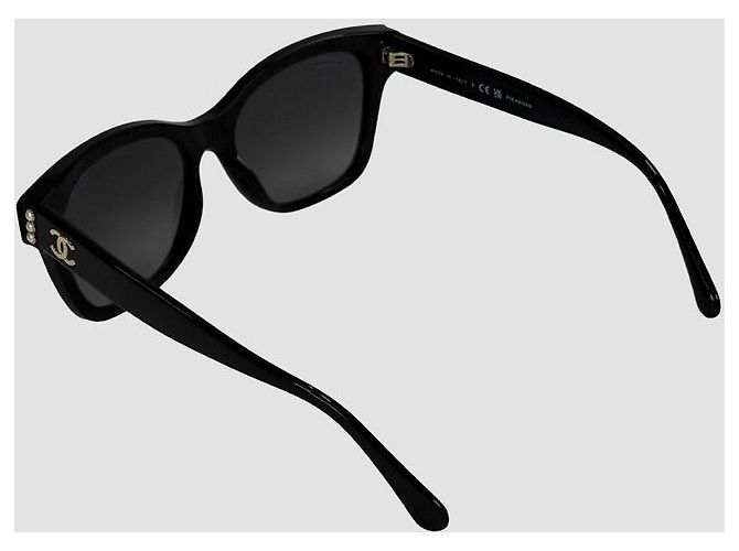 Chanel Gafas de sol polarizadas Triple Pearl Black Logo - vista 16