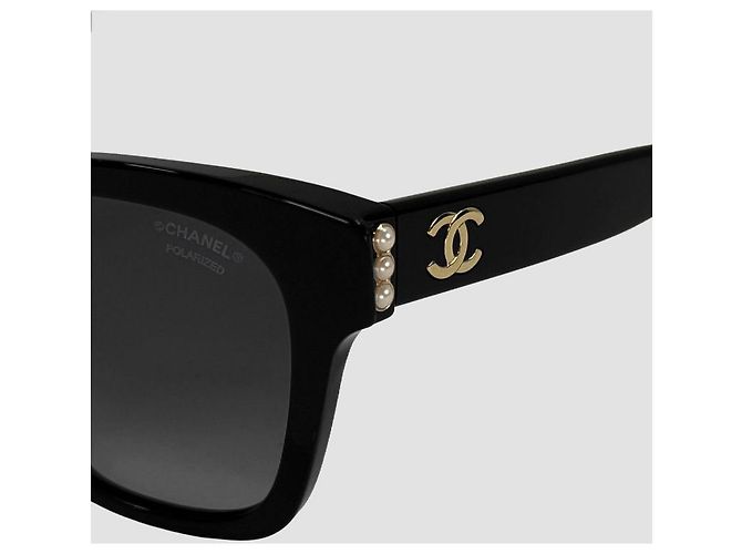 Chanel Gafas de sol polarizadas Triple Pearl Black Logo - vista 19