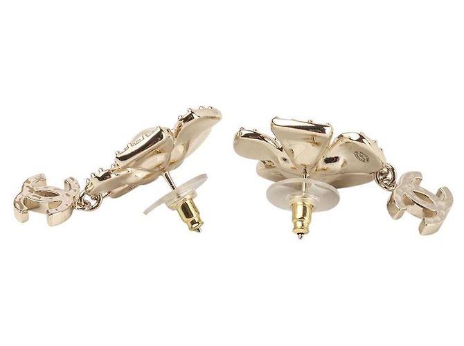 Chanel Pendientes de flor con perlas y strass Gold CC - vista 3